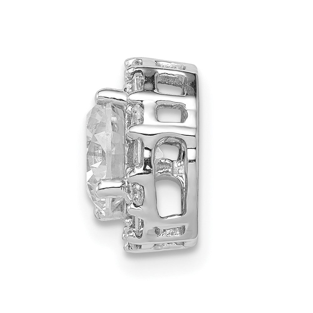 14K Weißgold 6.5mm Mittig 1/5ct. Echt Diamant Halbfassung Kette Anhänger