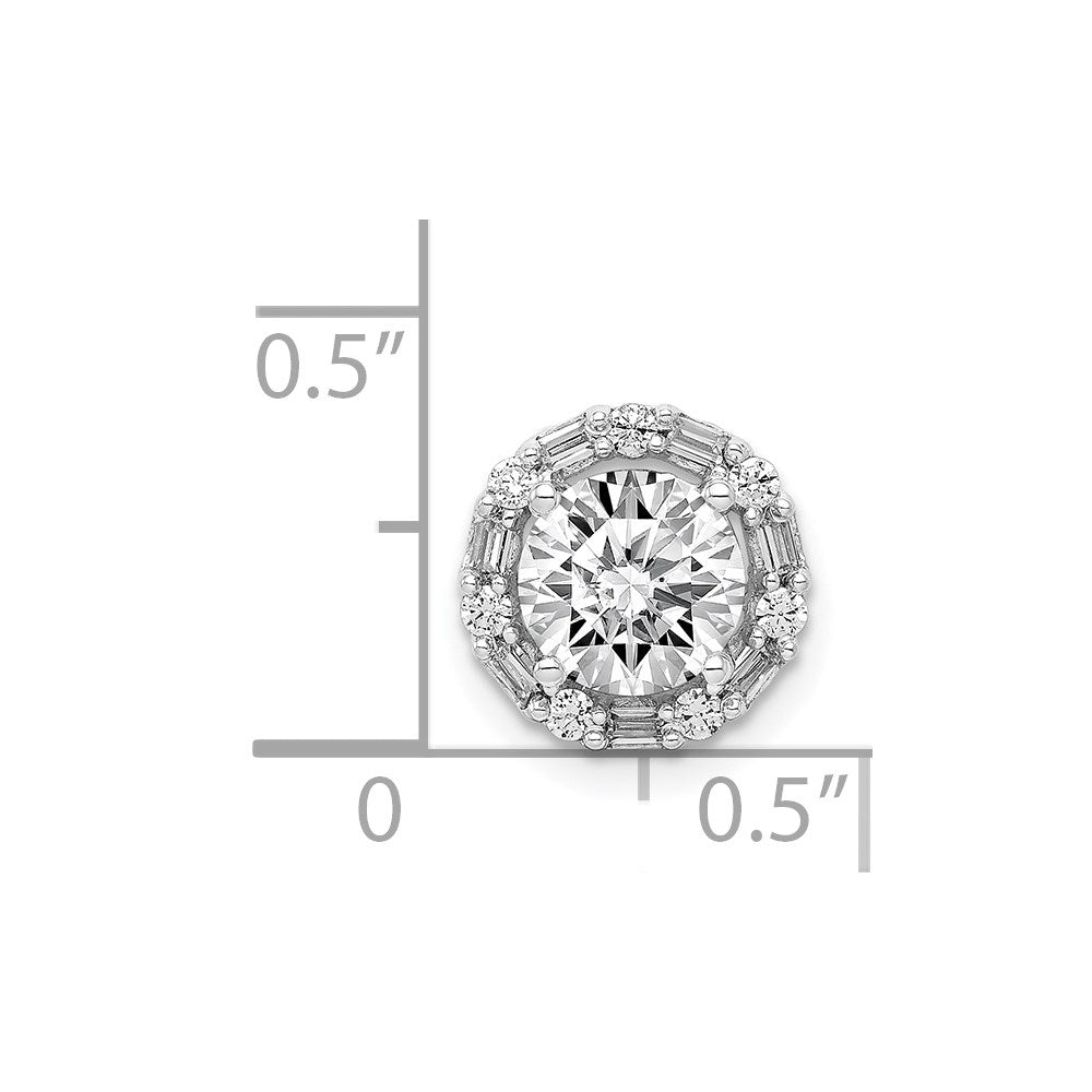 14K Weißgold 6.5mm Mittig 1/5ct. Echt Diamant Halbfassung Kette Anhänger