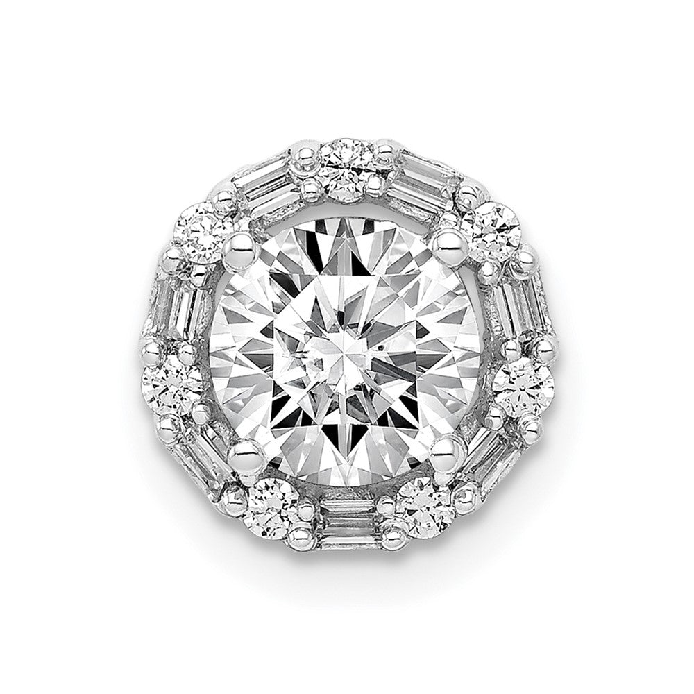 14K Weißgold 6.5mm Mittig 1/5ct. Echt Diamant Halbfassung Kette Anhänger
