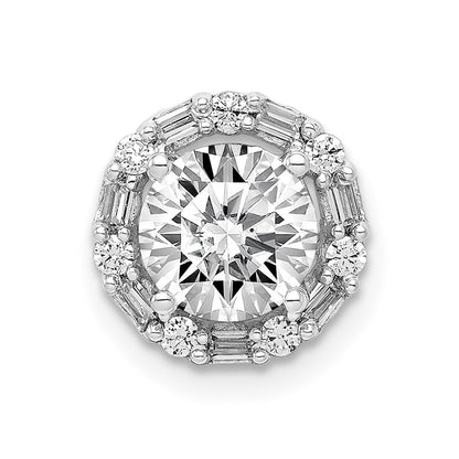 14K Weißgold 6.5mm Mittig 1/5ct. Echt Diamant Halbfassung Kette Anhänger