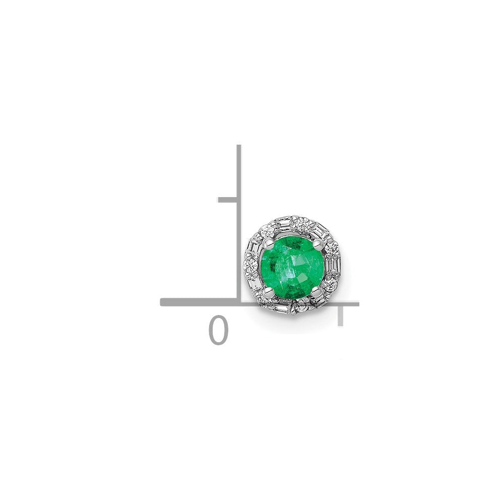 14K Weißgold Heiligenschein 1/20ct. Echt Diamant und Smaragd Kette Anhänger
