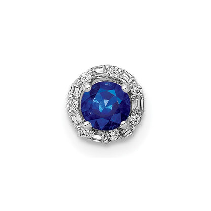 14K Weißgold 1/20ct. Echt Diamant und Saphir Kreis Heiligenschein Kette Anhänger