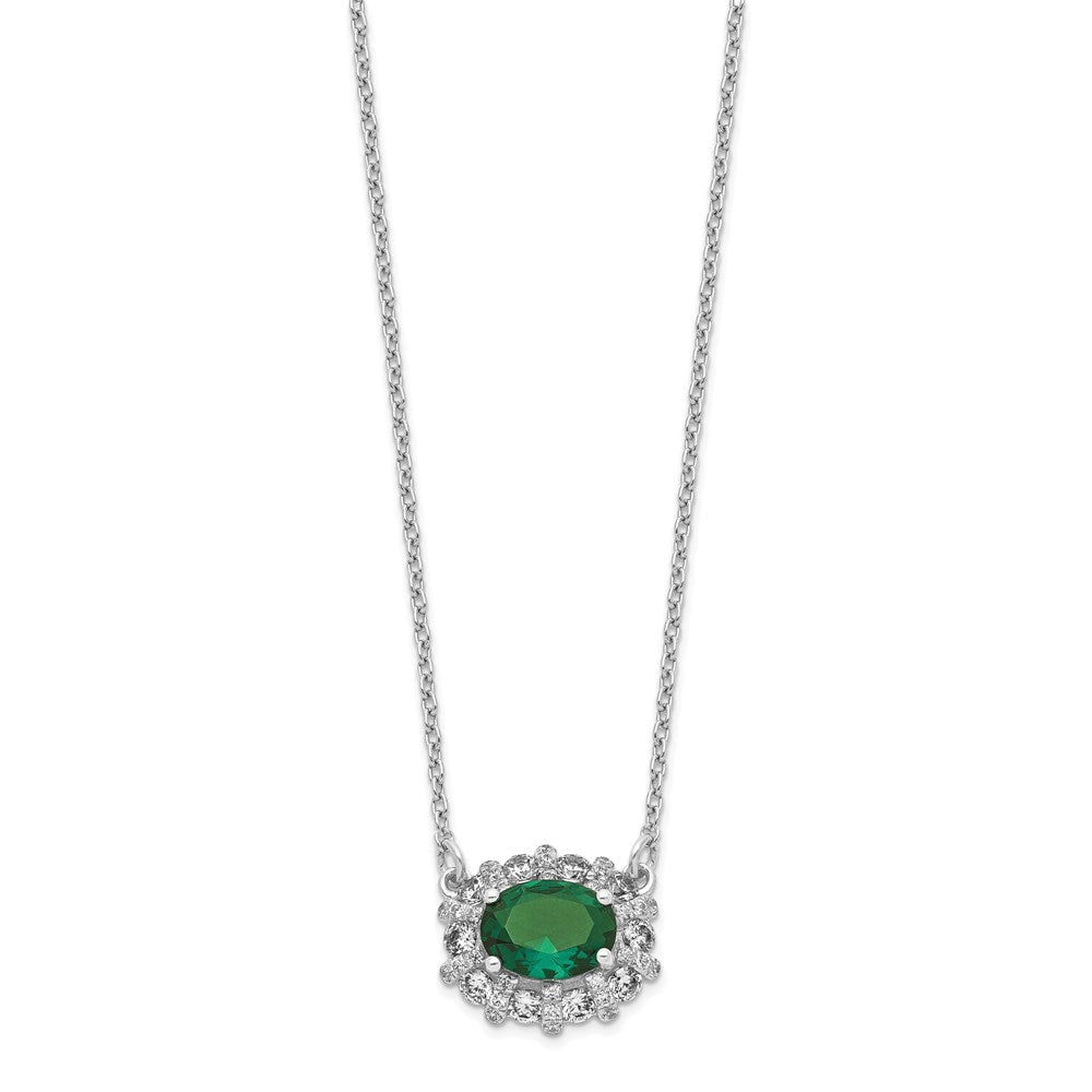 14K Weißgold Echt Diamant & Smaragd Halskette