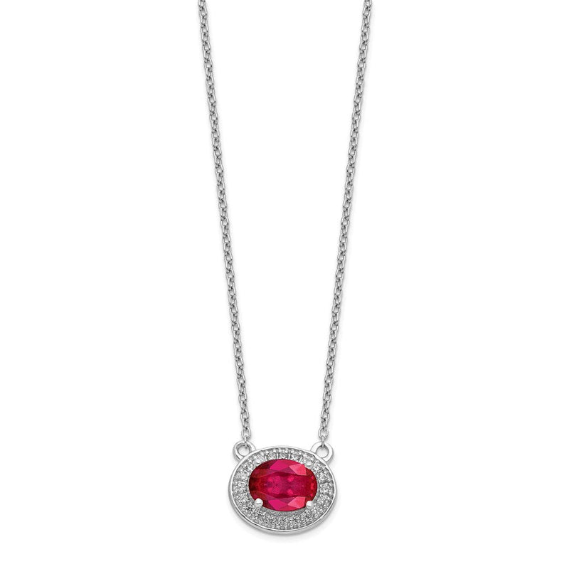 14K Weißgold Echt Diamant & Rubin Halskette