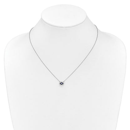 14K Weißgold Echt Diamant und Oval Saphir 18 Zoll Halskette