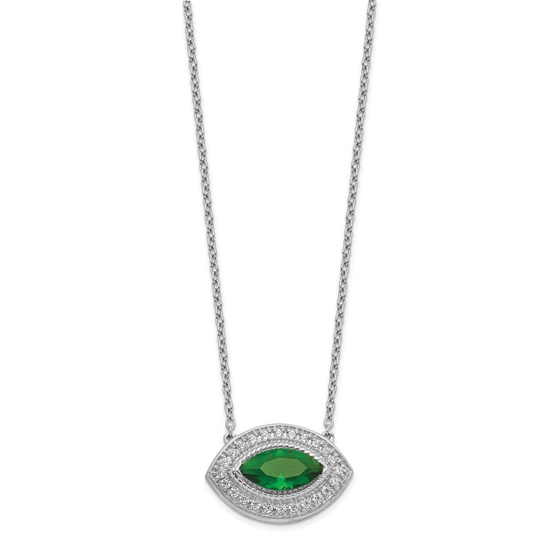 14K Weißgold Echt Diamant & Smaragd Halskette