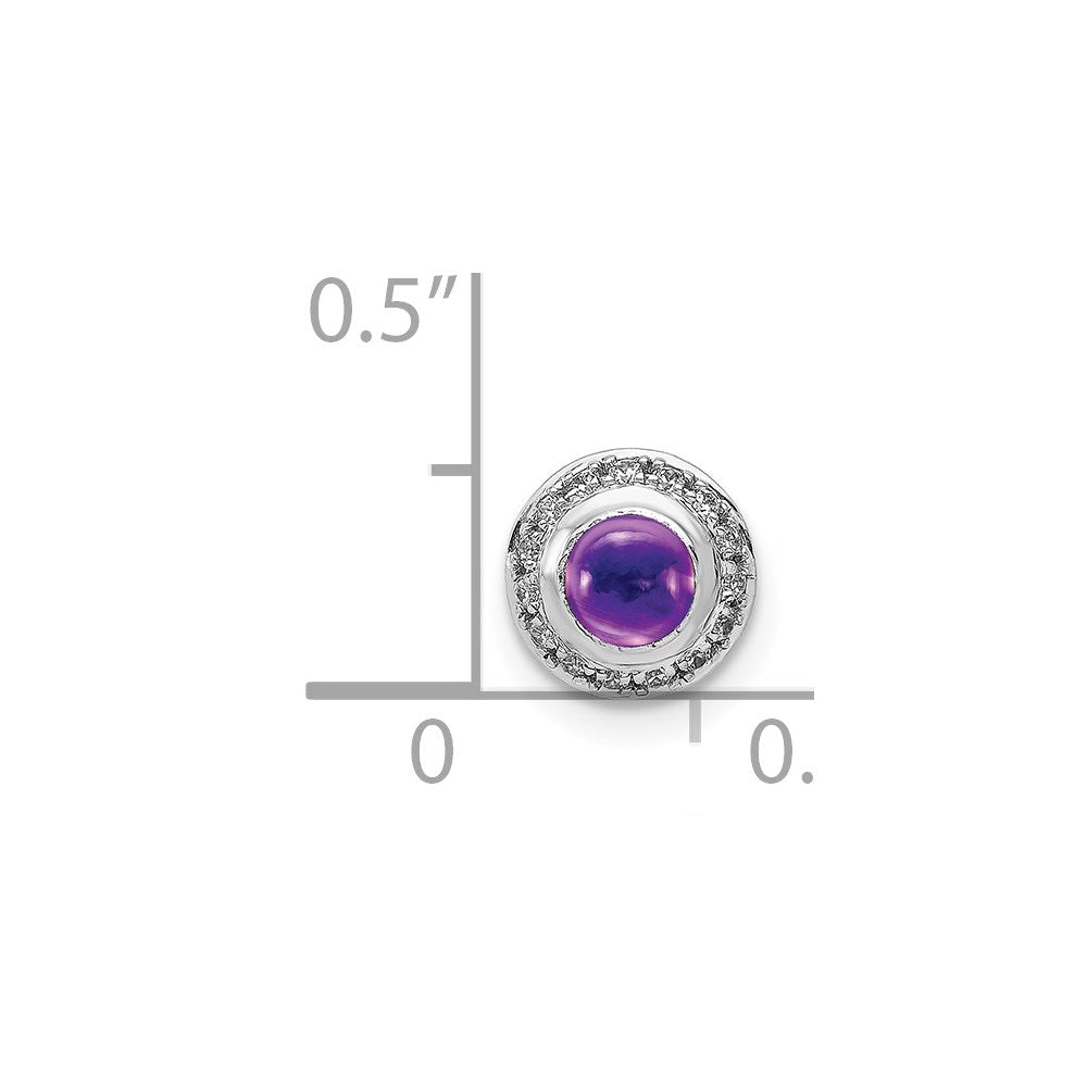 14K Weißgold Echt Diamant und Cabochon.47 Amethyst Heiligenschein Kette Anhänger