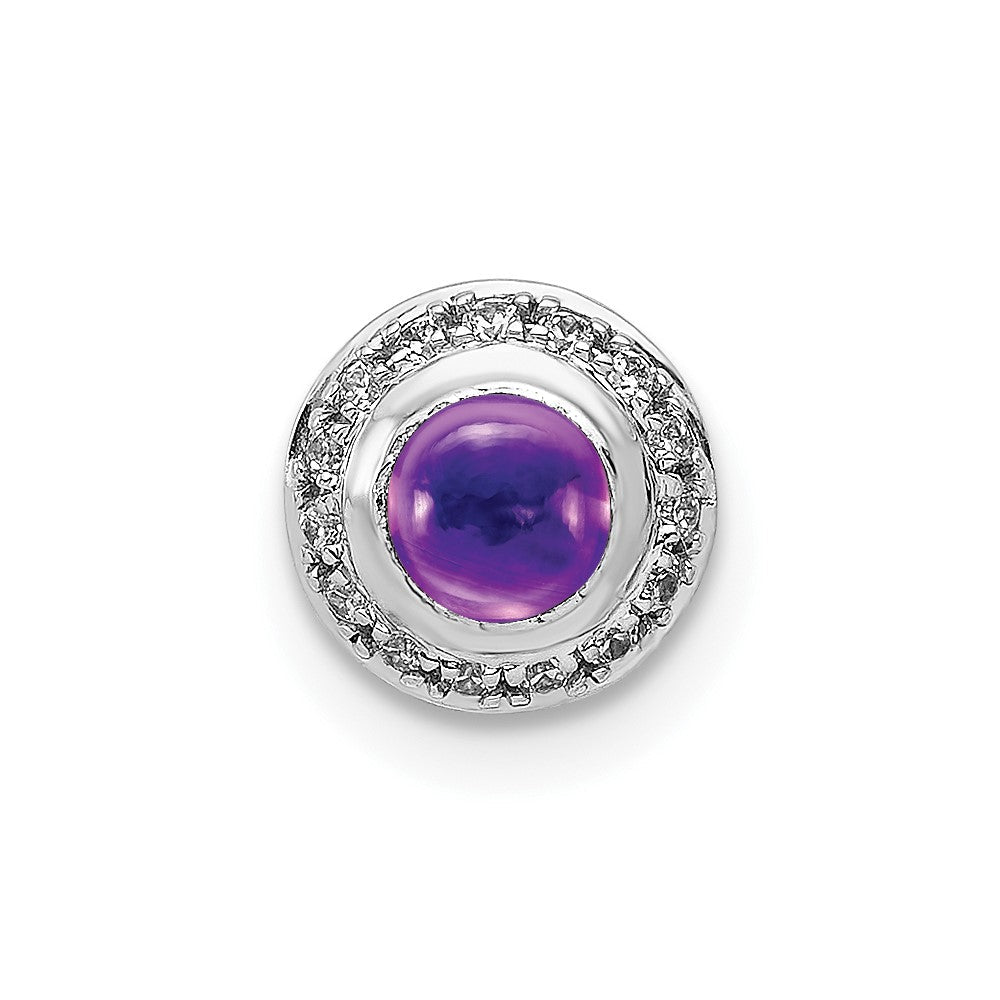 14K Weißgold Echt Diamant und Cabochon.47 Amethyst Heiligenschein Kette Anhänger