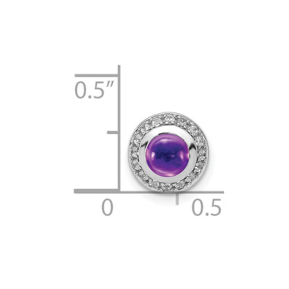14K Weißgold Echt Diamant und Cabochon.91 Amethyst Heiligenschein Kette Anhänger