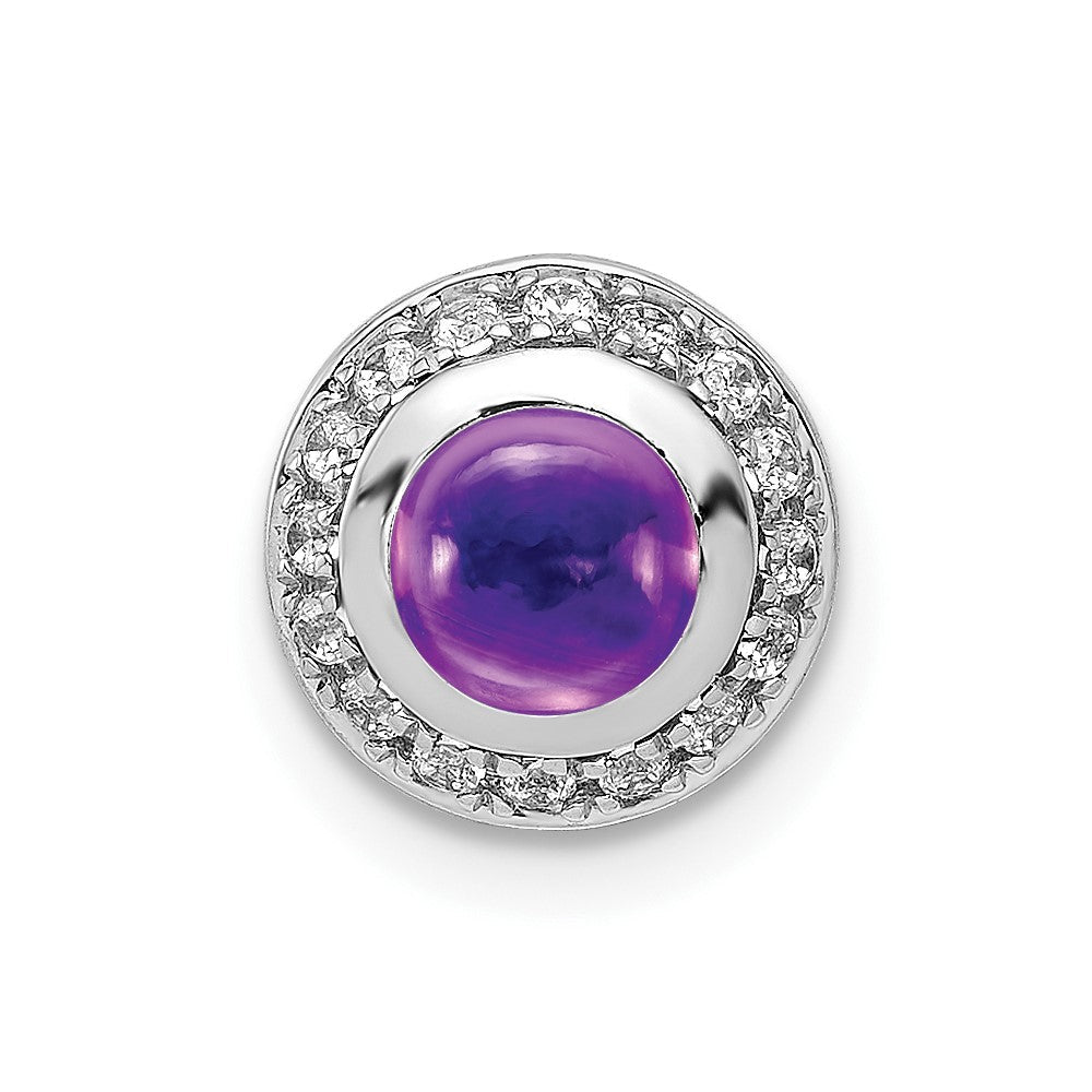 14K Weißgold Echt Diamant und Cabochon.91 Amethyst Heiligenschein Kette Anhänger