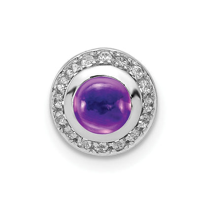 14K Weißgold Echt Diamant und Cabochon.91 Amethyst Heiligenschein Kette Anhänger