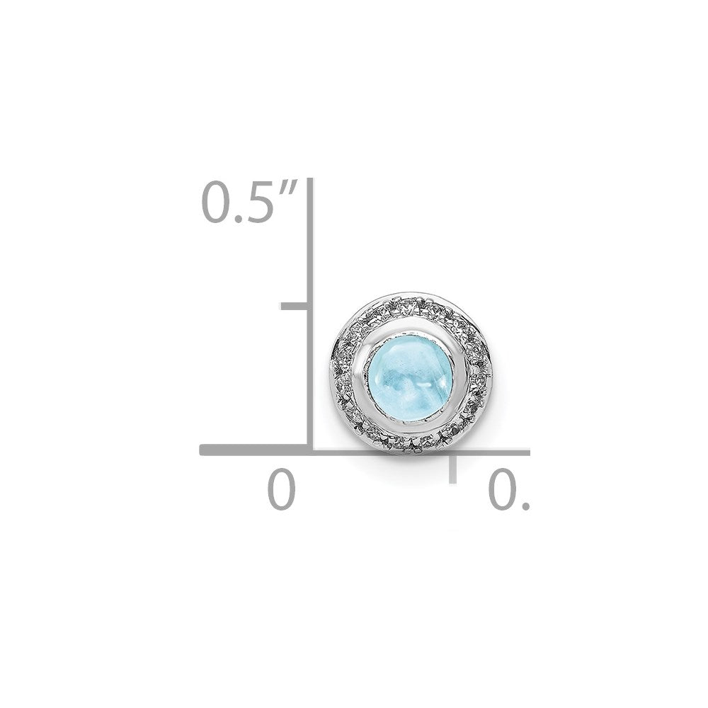 14K Weißgold Echt Diamant und Cabochon.47 Aquamarin Kette Anhänger
