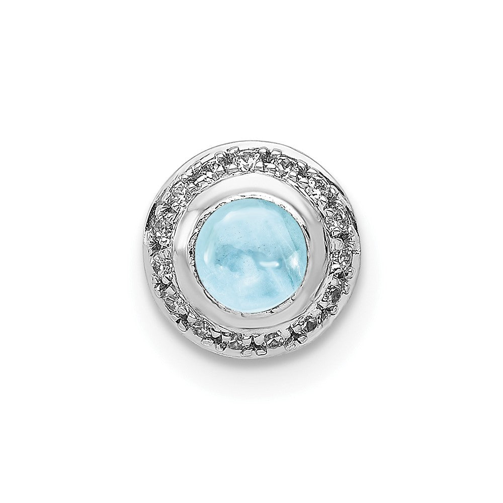 14K Weißgold Echt Diamant und Cabochon.47 Aquamarin Kette Anhänger