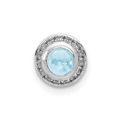 14K Weißgold Echt Diamant und Cabochon.47 Aquamarin Kette Anhänger