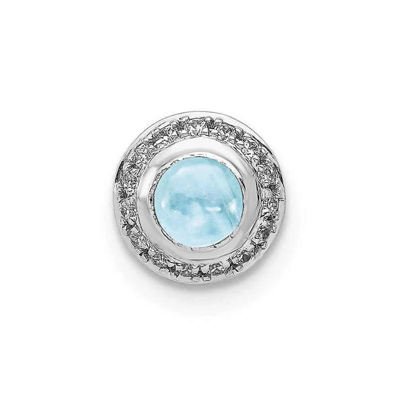 14K Weißgold Echt Diamant und Cabochon.47 Aquamarin Kette Anhänger