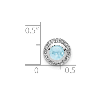 14K Weißgold Echt Diamant und Cabochon.91 Aquamarin Kette Anhänger