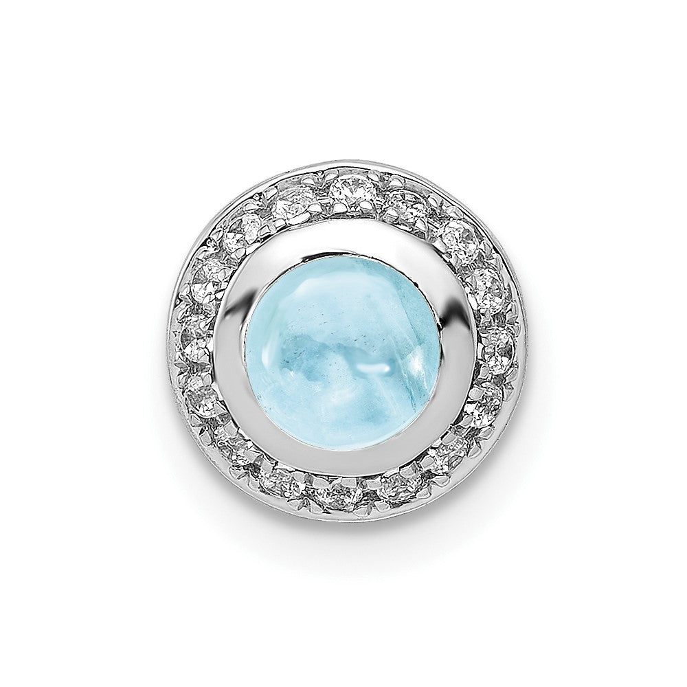 14K Weißgold Echt Diamant und Cabochon.91 Aquamarin Kette Anhänger