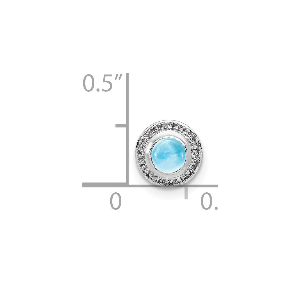 14K Weißgold Echt Diamant und Cabochon.47 Blautopas Kette Anhänger