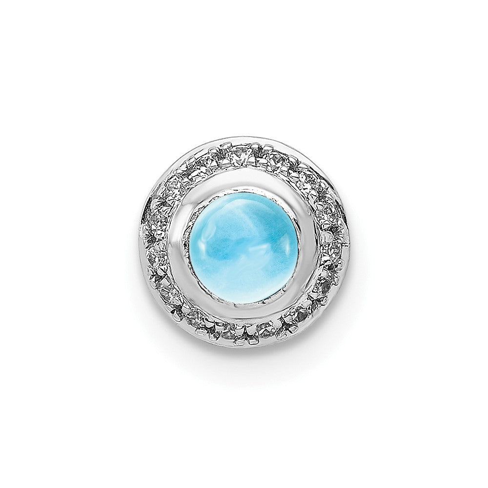 14K Weißgold Echt Diamant und Cabochon.47 Blautopas Kette Anhänger