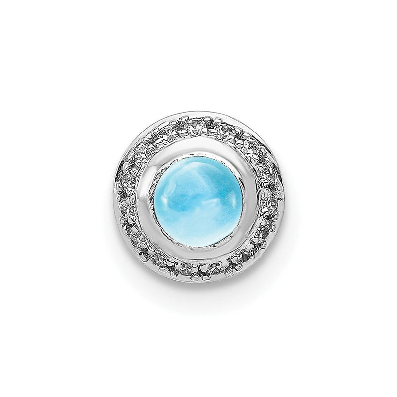 14K Weißgold Echt Diamant und Cabochon.47 Blautopas Kette Anhänger