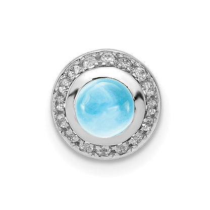 14K Weißgold Echt Diamant & Cabochon.91 Blautopas Kette Anhänger