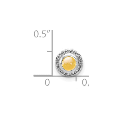 14K Weißgold Echt Diamant und Cabochon.47 Citrin Heiligenschein Kette Anhänger