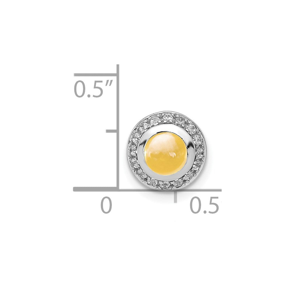 14K Weißgold Echt Diamant & Cabochon.91 Citrin Heiligenschein Kette Anhänger