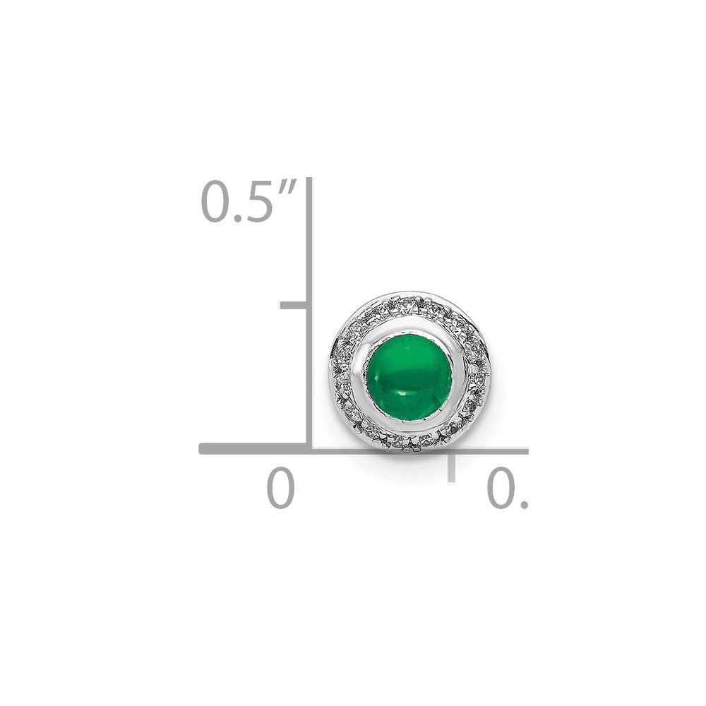 14K Weißgold Heiligenschein Echt Diamant und Cabochon.47 Smaragd Kette Anhänger
