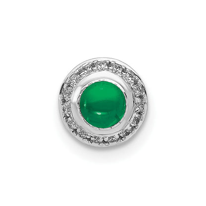 14K Weißgold Heiligenschein Echt Diamant und Cabochon.47 Smaragd Kette Anhänger