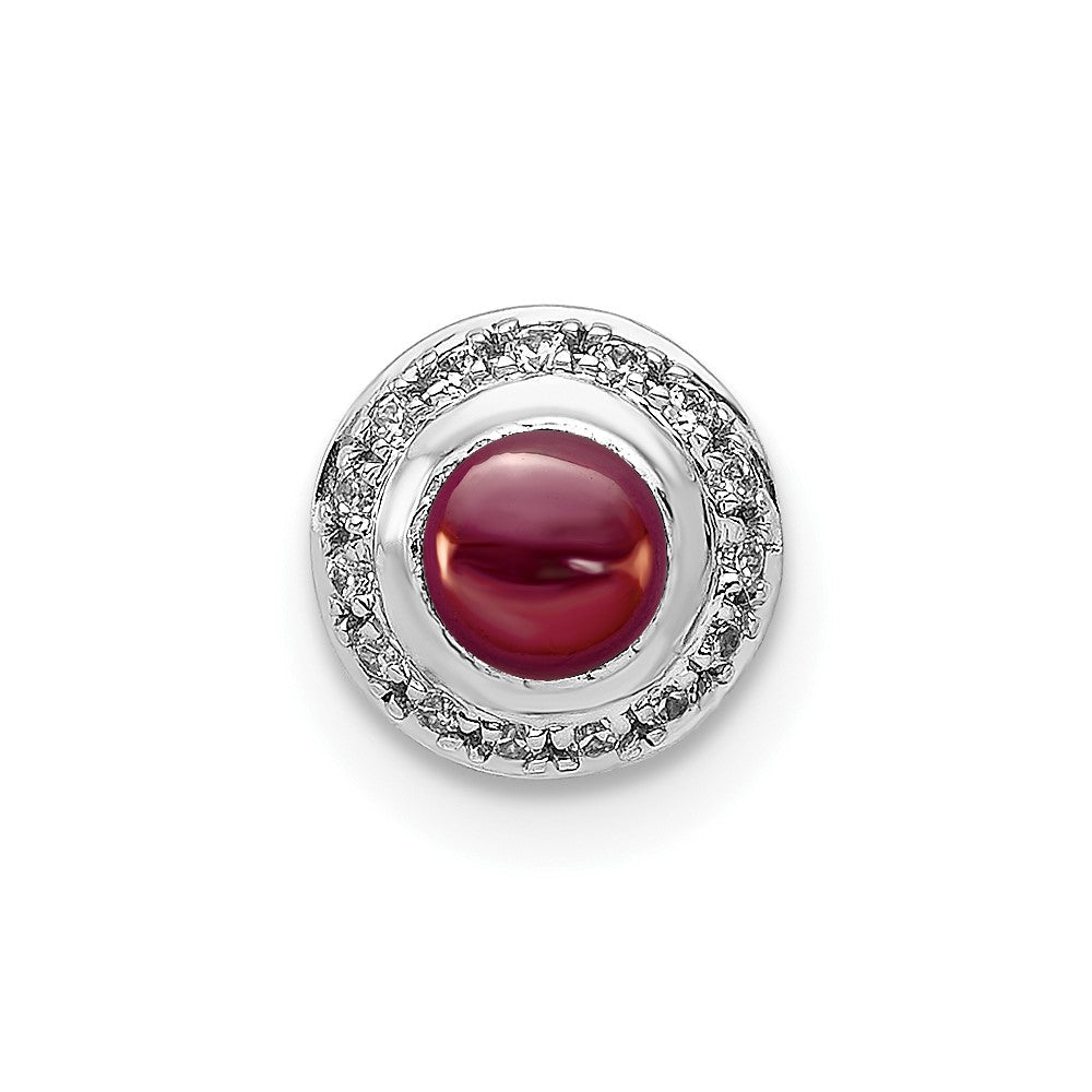 14K Weißgold Echt Diamant und Cabochon.47 Granat Kette Anhänger