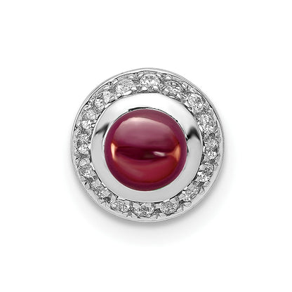 14K Weißgold Echt Diamant und Cabochon.91 Granat Kette Anhänger