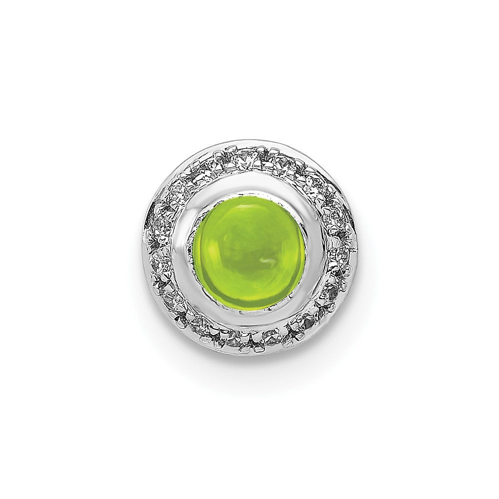 14K Weißgold Echt Diamant und Cabochon.47 Peridot Kette Anhänger