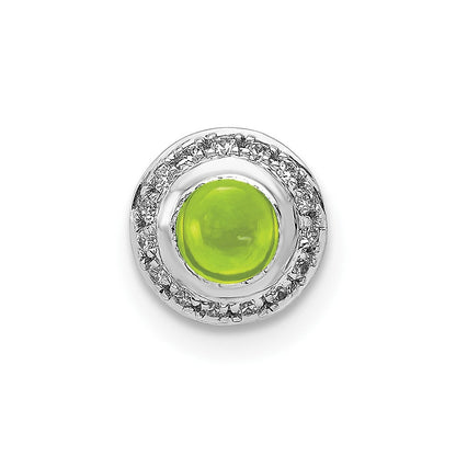 14K Weißgold Echt Diamant und Cabochon.47 Peridot Kette Anhänger