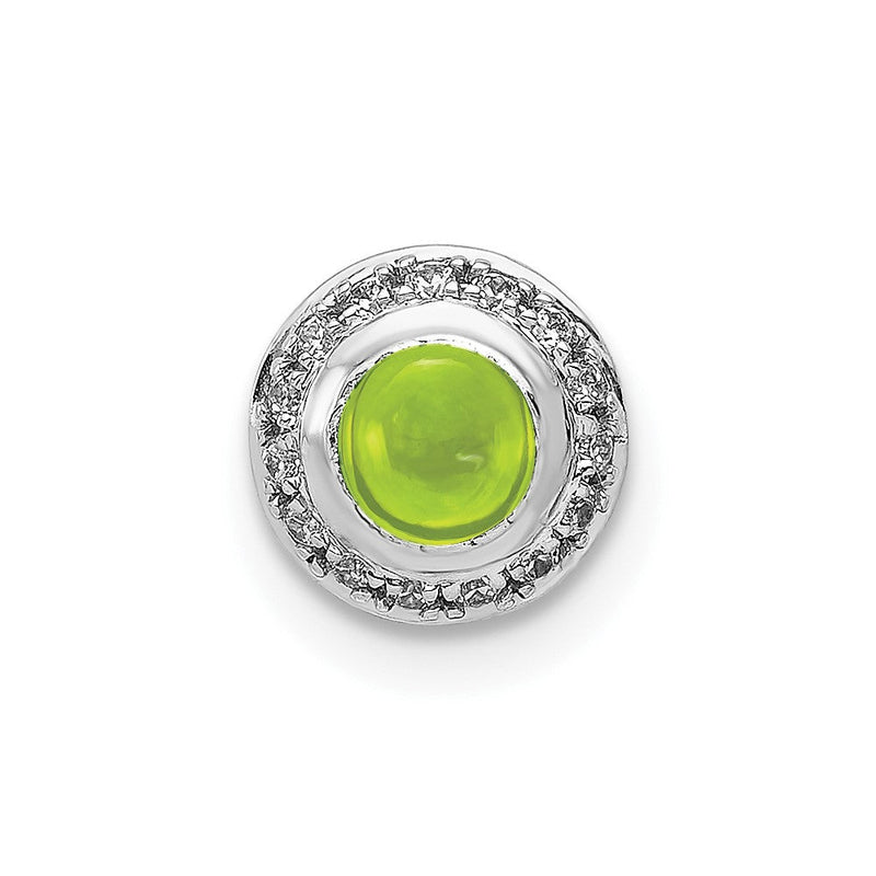 14K Weißgold Echt Diamant und Cabochon.47 Peridot Kette Anhänger