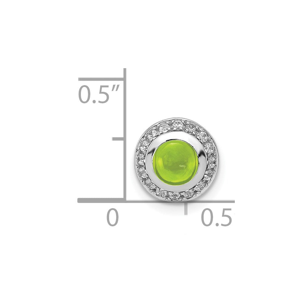 14K Weißgold Echt Diamant und Cabochon.91 Peridot Kette Anhänger