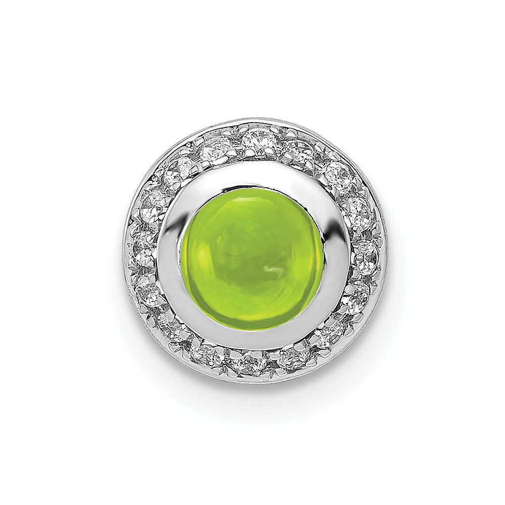 14K Weißgold Echt Diamant und Cabochon.91 Peridot Kette Anhänger