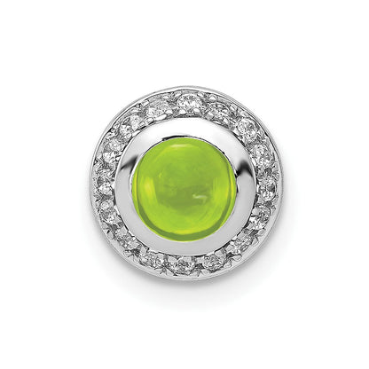 14K Weißgold Echt Diamant und Cabochon.91 Peridot Kette Anhänger