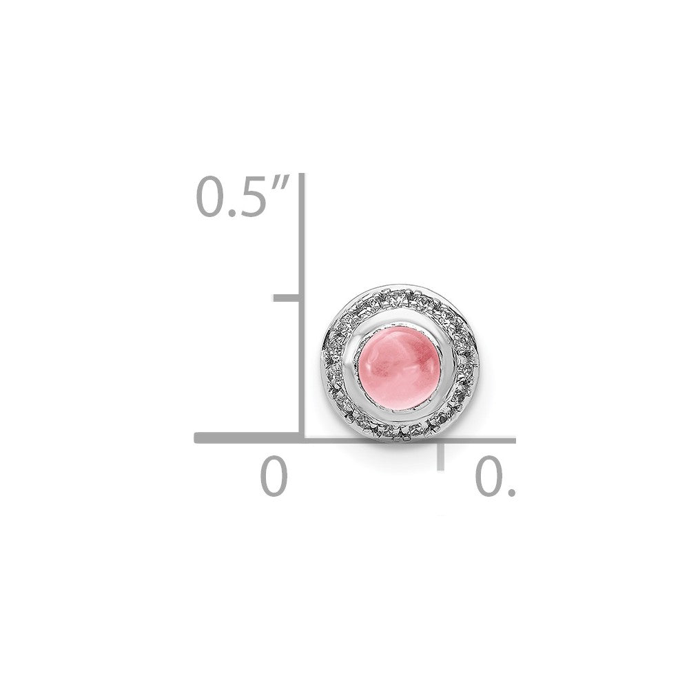 14K Weißgold 14K Weißgold Diamant und Cabochon.47 Rosa Turmalin Kette Anhänger