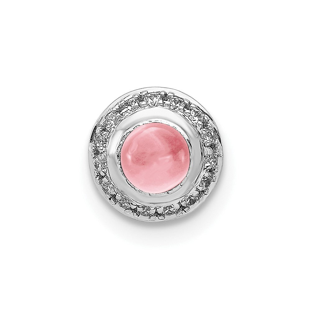 14K Weißgold 14K Weißgold Diamant und Cabochon.47 Rosa Turmalin Kette Anhänger