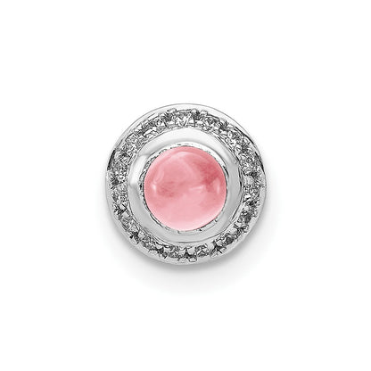 14K Weißgold 14K Weißgold Diamant und Cabochon.47 Rosa Turmalin Kette Anhänger