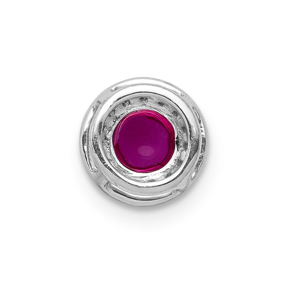 14K Weißgold Echt Diamant und Cabochon.38 Rubin Heiligenschein Kette Anhänger