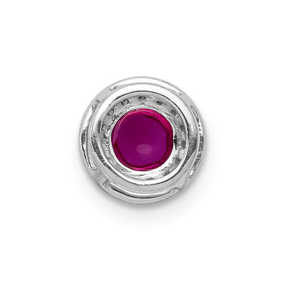 14K Weißgold Echt Diamant und Cabochon.38 Rubin Heiligenschein Kette Anhänger