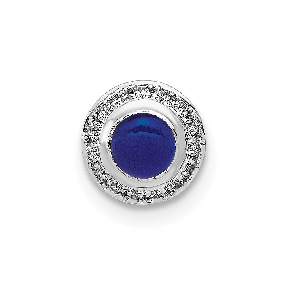 14K Weißgold Echt Diamant und Cabochon.47 Saphir Kette Anhänger