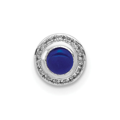 14K Weißgold Echt Diamant und Cabochon.47 Saphir Kette Anhänger