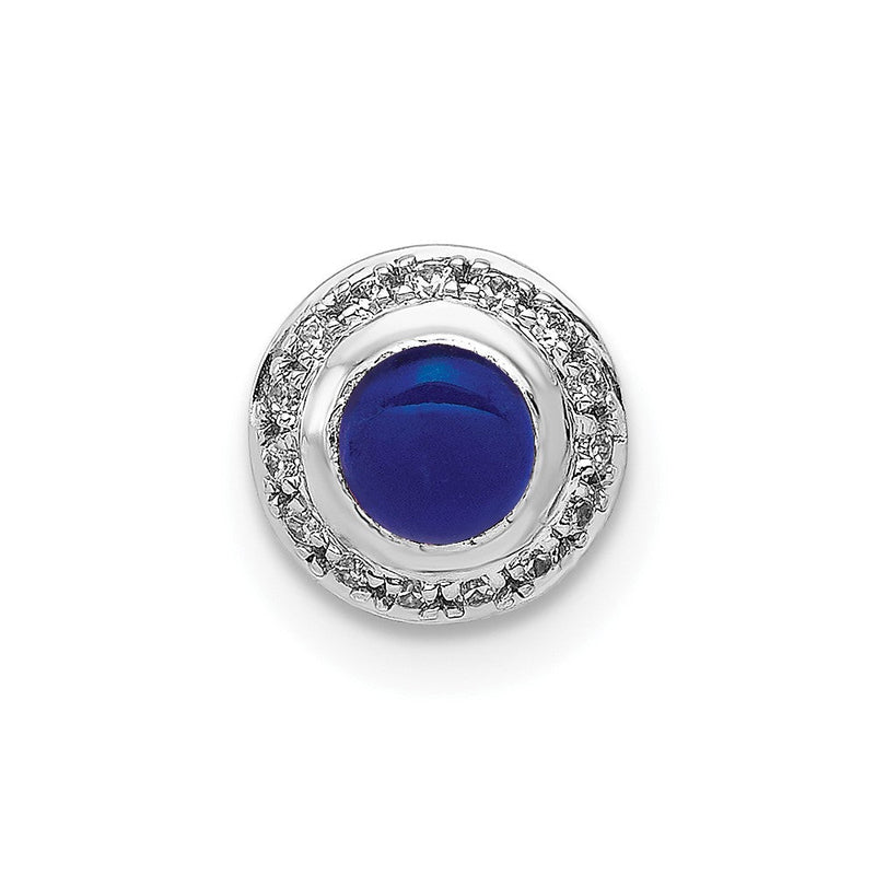 14K Weißgold Echt Diamant und Cabochon.47 Saphir Kette Anhänger