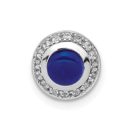 14K Weißgold Echt Diamant & Cabochon.91 Saphir Kette Anhänger