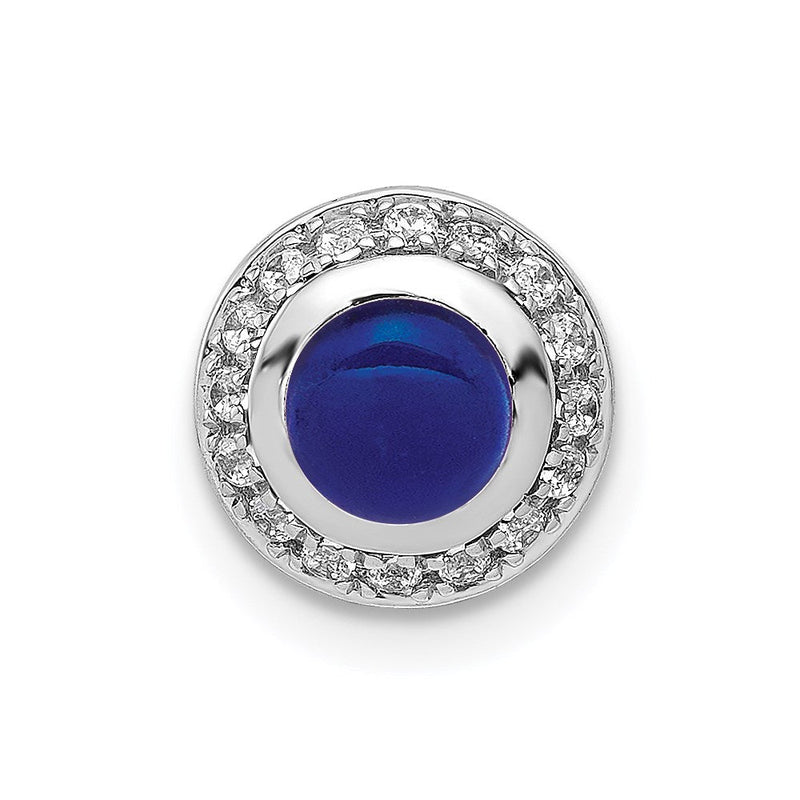 14K Weißgold Echt Diamant & Cabochon.91 Saphir Kette Anhänger