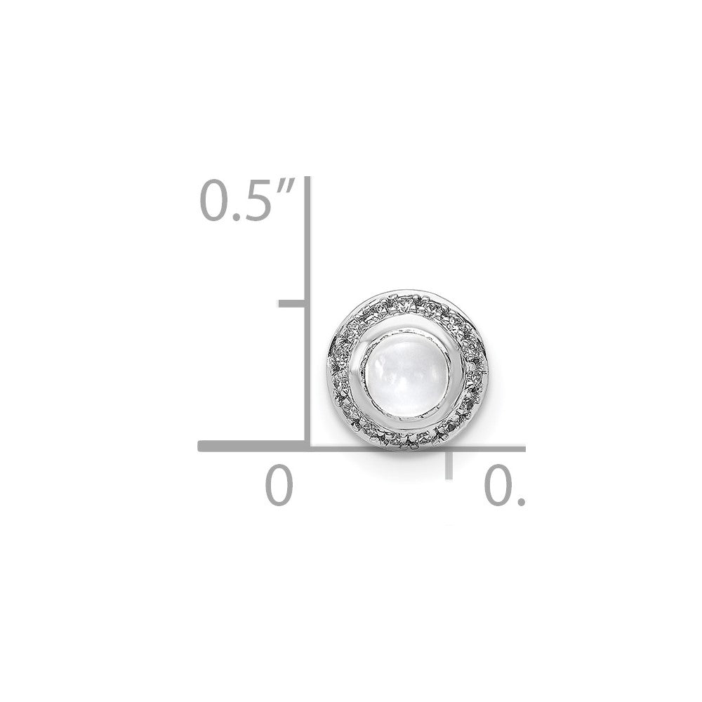 14K Weißgold Echt Diamant und Cabochon.47 Weiß Topas Kette Anhänger