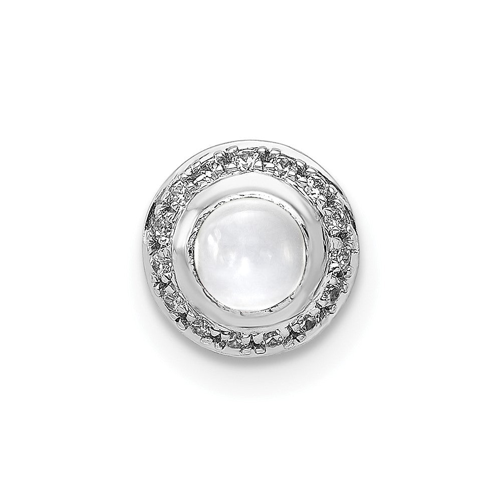 14K Weißgold Echt Diamant und Cabochon.47 Weiß Topas Kette Anhänger