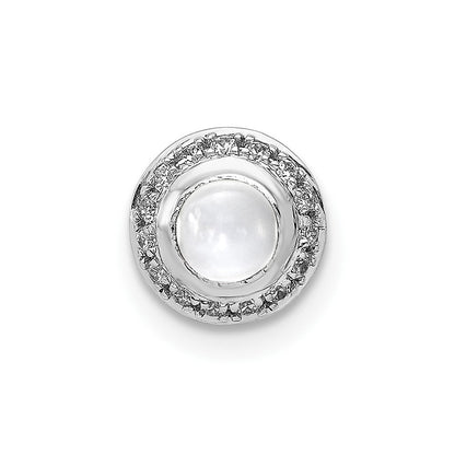 14K Weißgold Echt Diamant und Cabochon.47 Weiß Topas Kette Anhänger